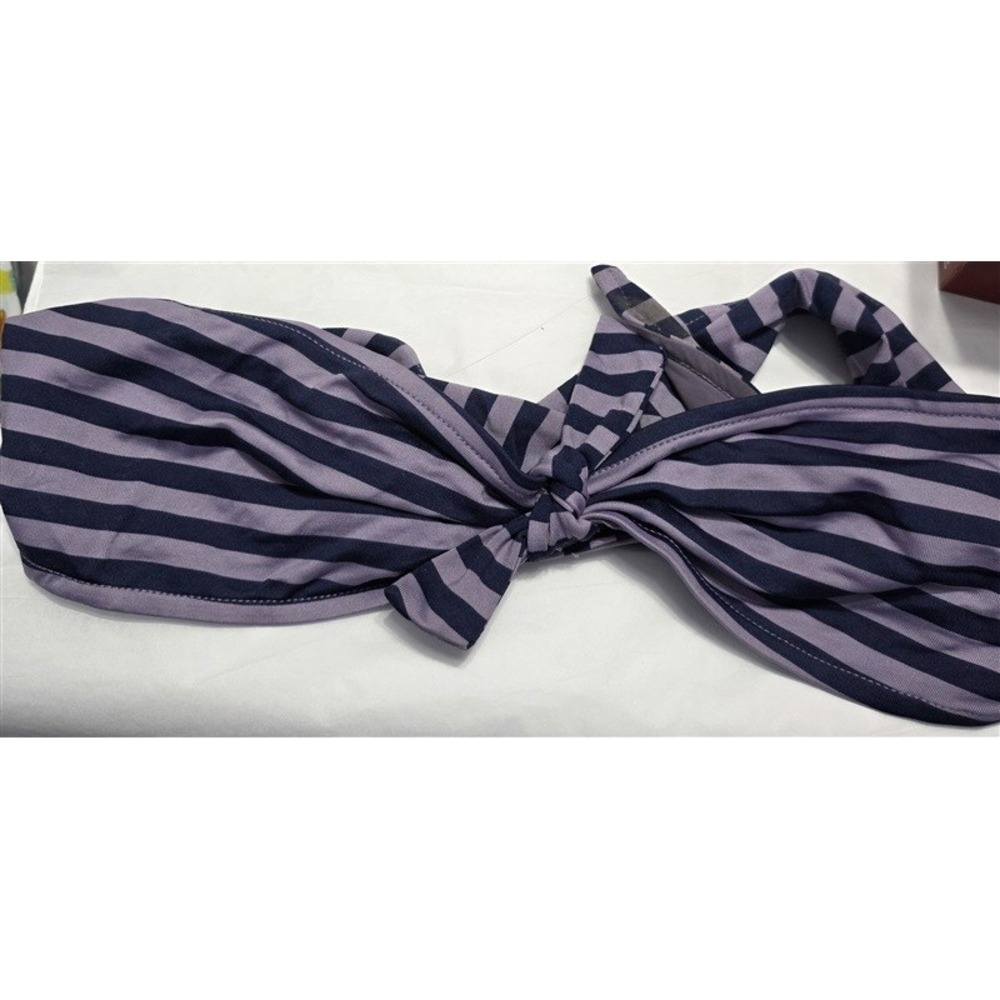 NWT Rachel Pally M Sardinia Purple Stripe Bandeau Bikini Swim Top 131638